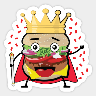 King Burger Greeting - Funny Character Illustration Sticker